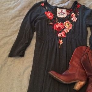 🍁Dark charcoal embroidered JW tunic dress